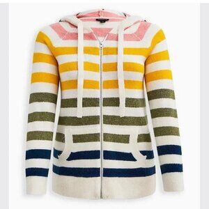 TORRID Women's Rainbow Stripe Zip-up Cardigan Hooded Sweater ~ Size: 2 (18/20)